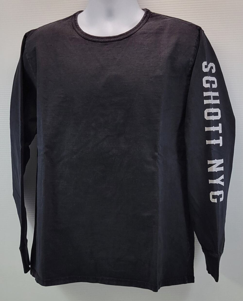 B) Men Schott NYC Long Sleeve Black Cotton T-Shirt Large USA